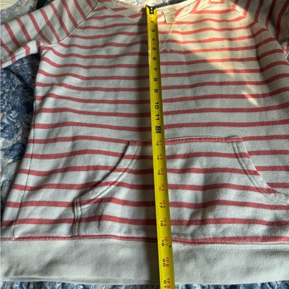 Lucky Brand White and Coral Striped Scoop Neck Sweater - Picture 5 of 5